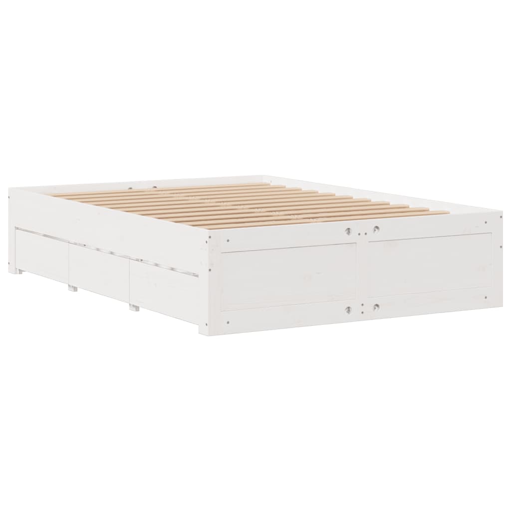 vidaXL Bookcase Bed without Mattress White 150x200 cm King Size Solid Wood Pine