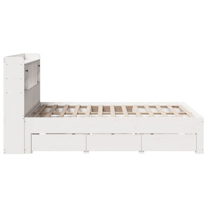 vidaXL Bookcase Bed without Mattress White 150x200 cm King Size Solid Wood Pine