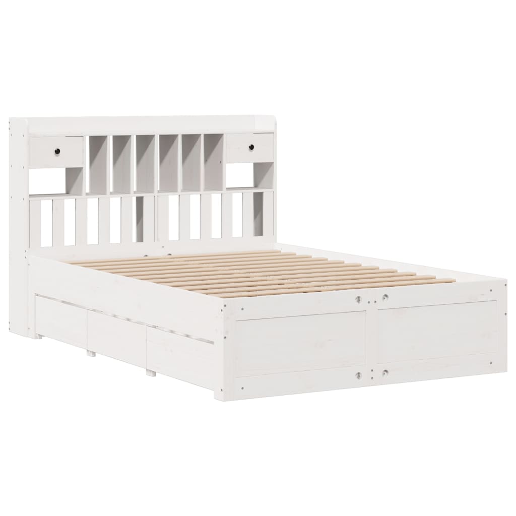 vidaXL Bookcase Bed without Mattress White 140x200 cm Solid Wood Pine