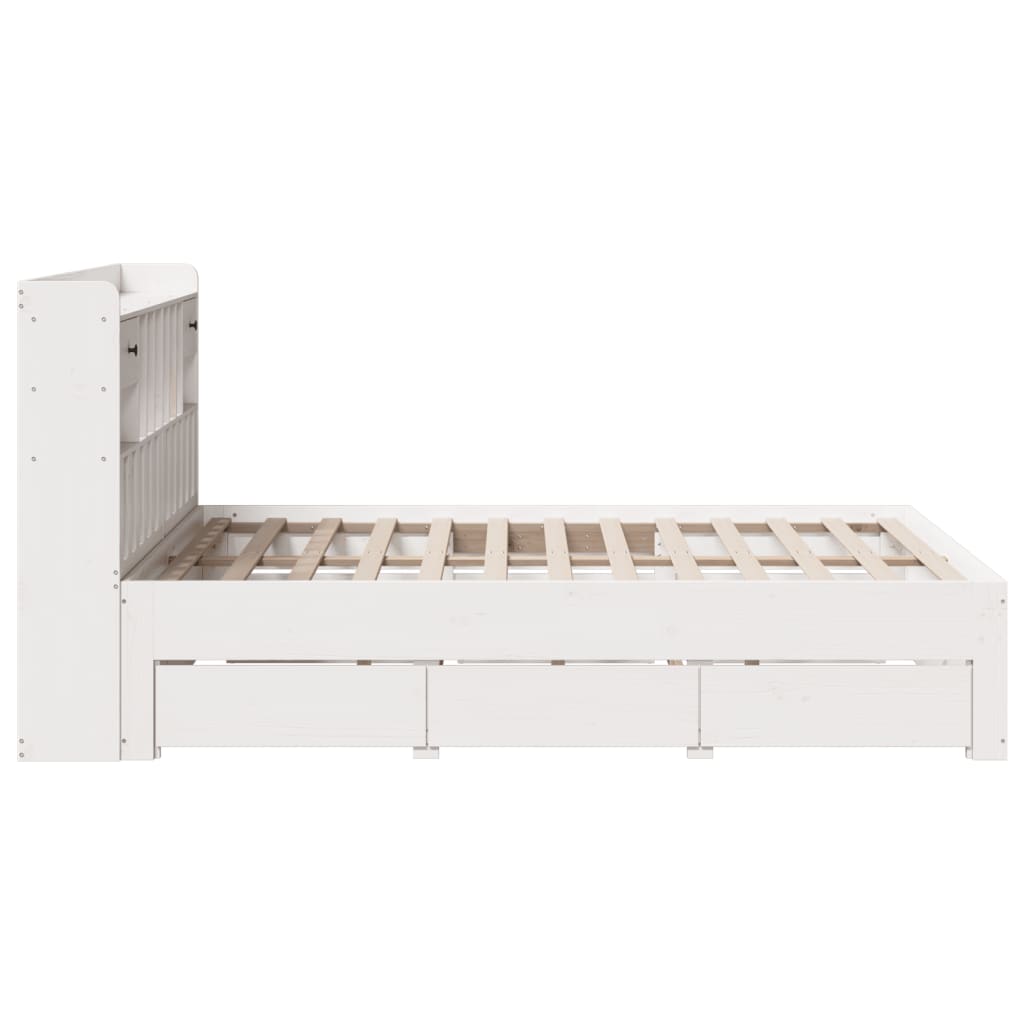 vidaXL Bookcase Bed without Mattress White 140x200 cm Solid Wood Pine