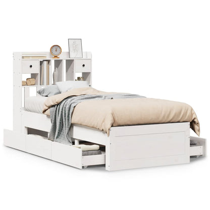 vidaXL Bookcase Bed | White | Solid pinewood | 90x200 cm | Bookcase Bed