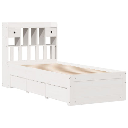vidaXL Bookcase Bed | White | Solid pinewood | 90x200 cm | Bookcase Bed