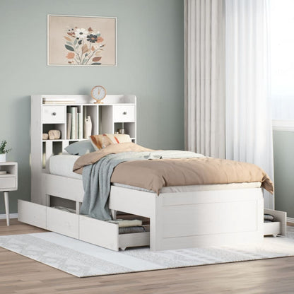 vidaXL Bookcase Bed | White | Solid pinewood | 90x200 cm | Bookcase Bed