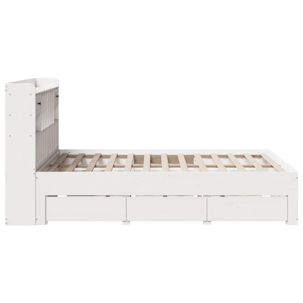 vidaXL Bookcase Bed without Mattress White 140x190 cm Solid Wood Pine