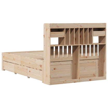 vidaXL Bookcase Bed without Mattress 135x190 cm Double Solid Wood Pine