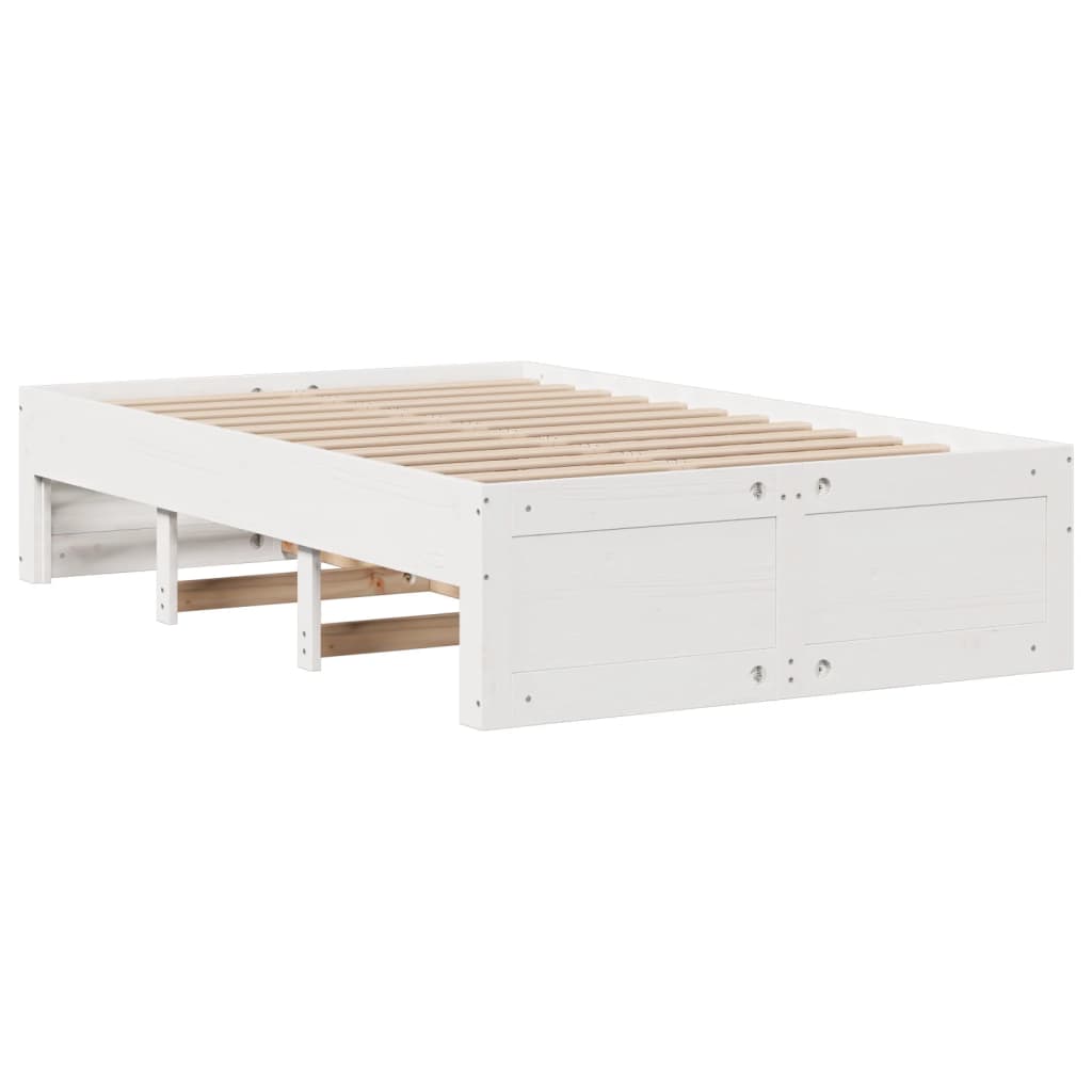 vidaXL Bookcase Bed without Mattress White 135x190 cm Double Solid Wood Pine