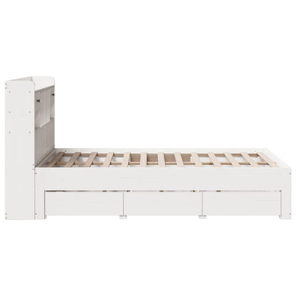 vidaXL Bookcase Bed without Mattress White 135x190 cm Double Solid Wood Pine