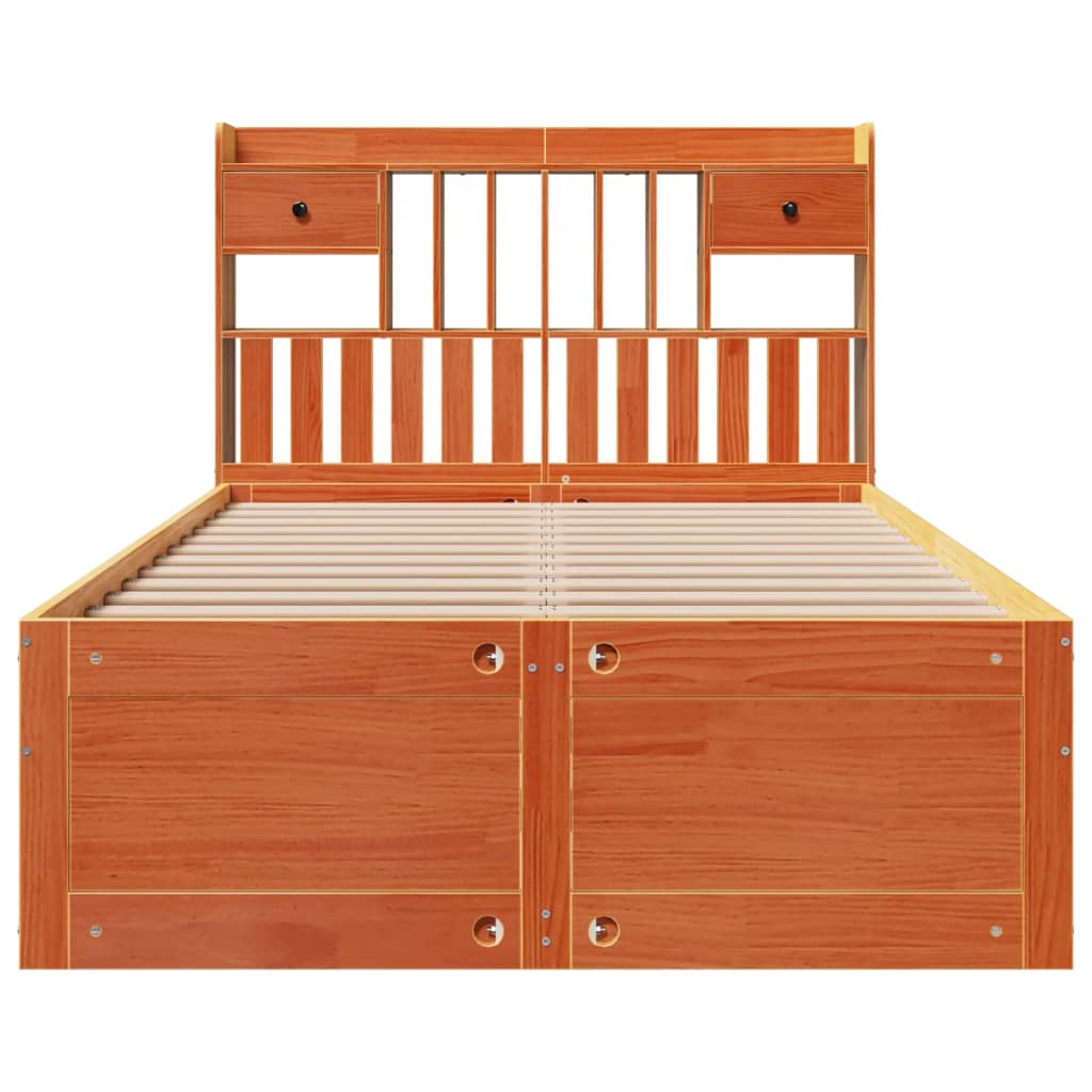 vidaXL Bookcase Bed without Mattress Wax Brown 135x190 cm Double Solid Wood Pine
