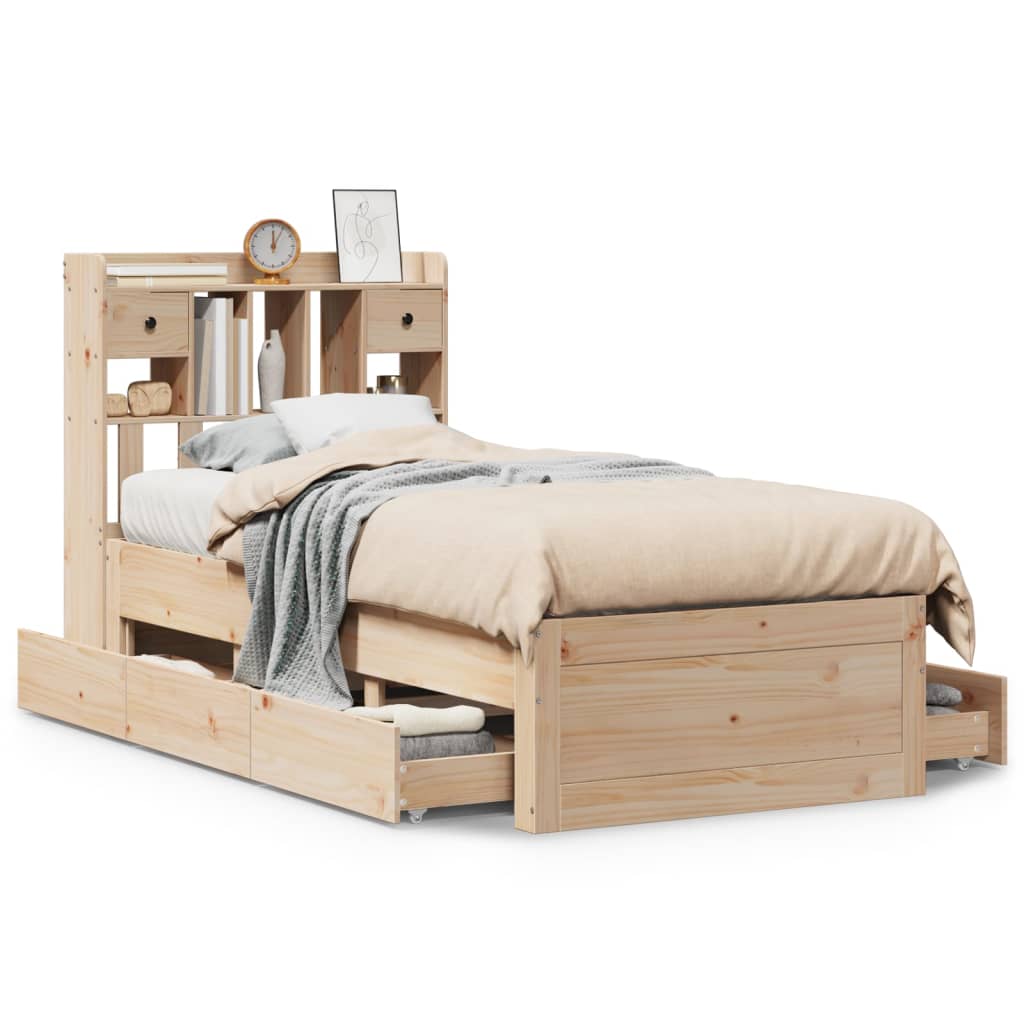 vidaXL Bookcase Bed without Mattress 75x190 cm Small Single Solid Wood Pine