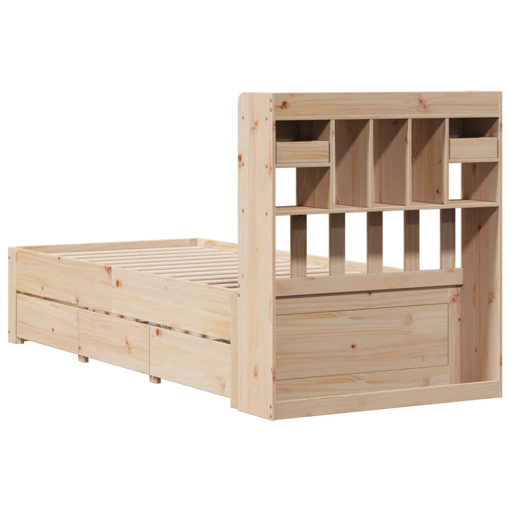 vidaXL Bookcase Bed without Mattress 75x190 cm Small Single Solid Wood Pine