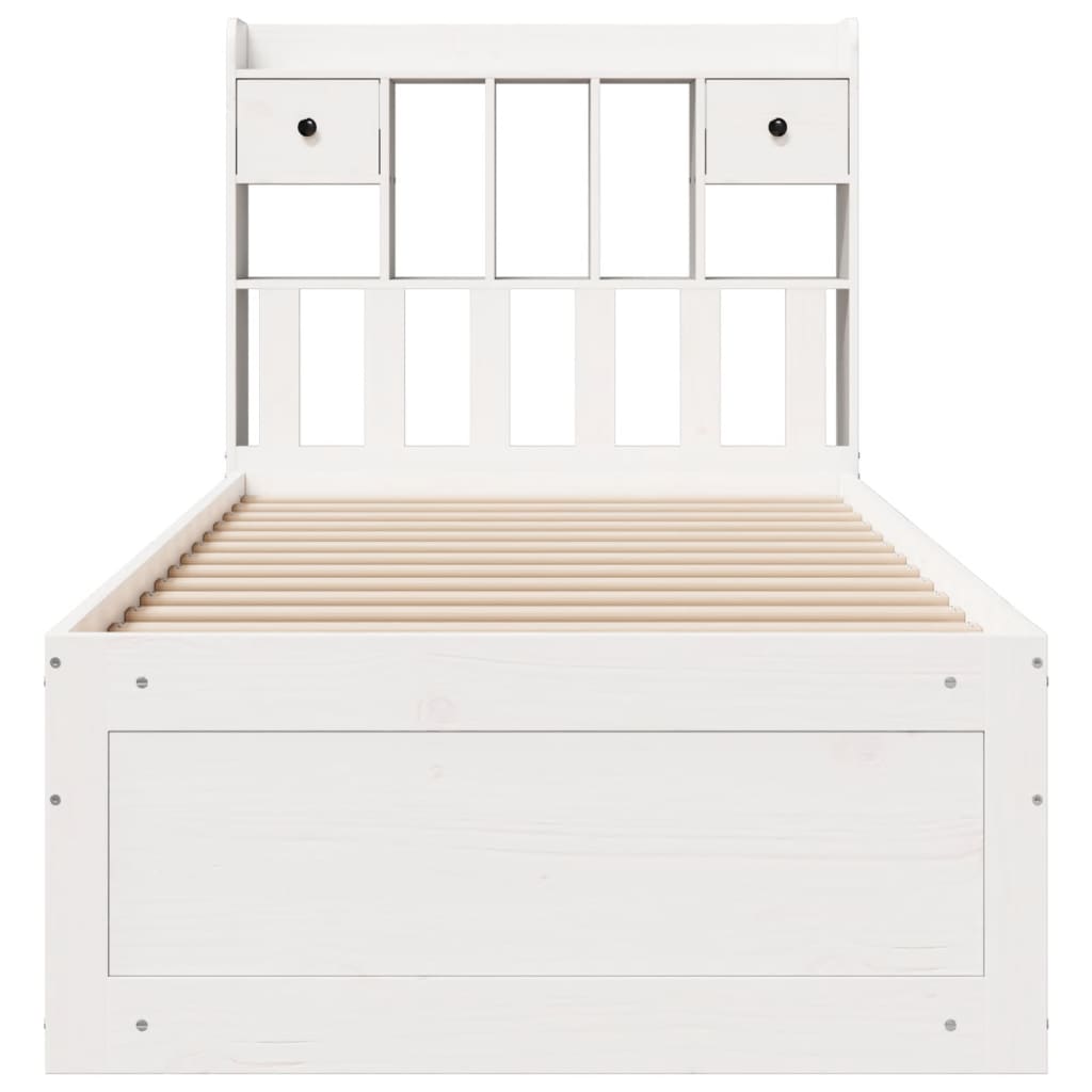 vidaXL Bookcase Bed without Mattress White 75x190 cm Small Single Solid Wood Pine