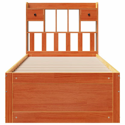 vidaXL Bookcase Bed without Mattress Wax Brown 75x190 cm Small Single Solid Wood Pine