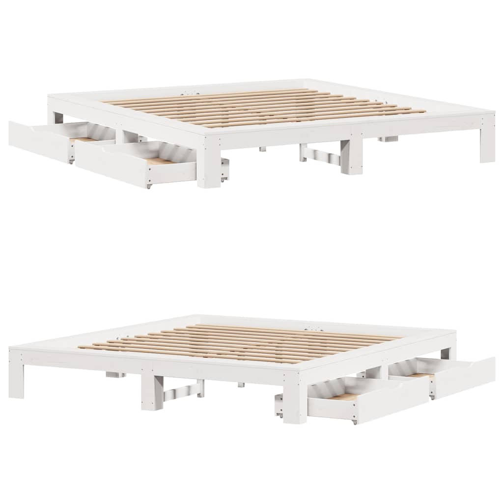 vidaXL Bed Frame without Mattress White 200x200 cm Solid Wood Pine