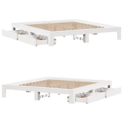 vidaXL Bed Frame without Mattress White 200x200 cm Solid Wood Pine