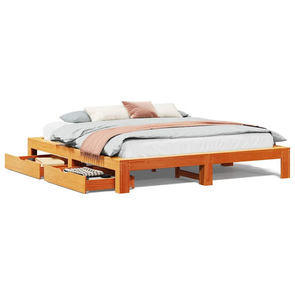 vidaXL Bed Frame without Mattress Wax Brown 200x200 cm Solid Wood Pine