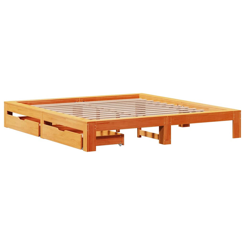 vidaXL Bed Frame without Mattress Wax Brown 200x200 cm Solid Wood Pine