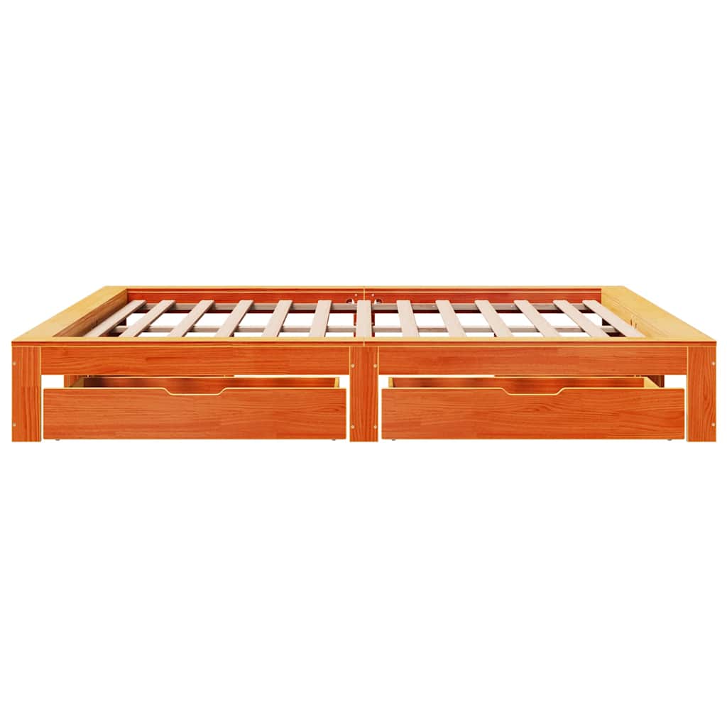 vidaXL Bed Frame without Mattress Wax Brown 200x200 cm Solid Wood Pine