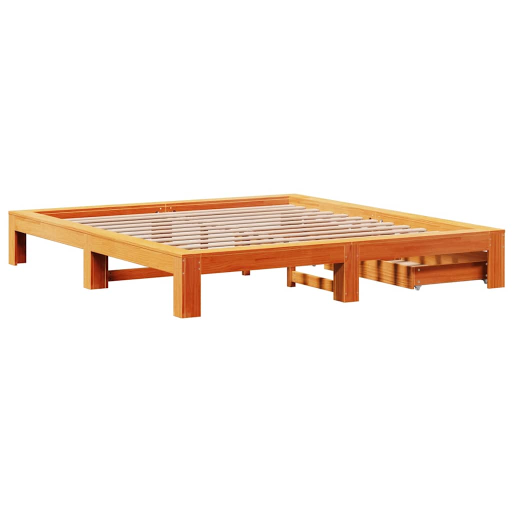 vidaXL Bed Frame without Mattress Wax Brown 200x200 cm Solid Wood Pine