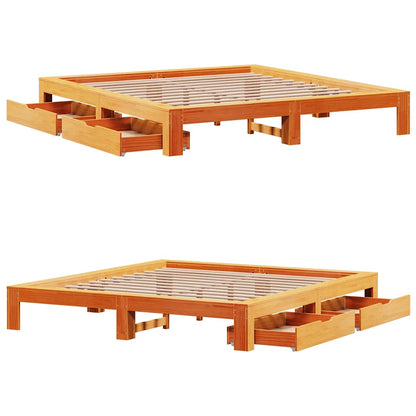 vidaXL Bed Frame without Mattress Wax Brown 200x200 cm Solid Wood Pine