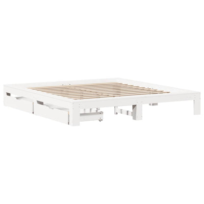 vidaXL Bed Frame without Mattress White 180x200 cm Super King Solid Wood Pine