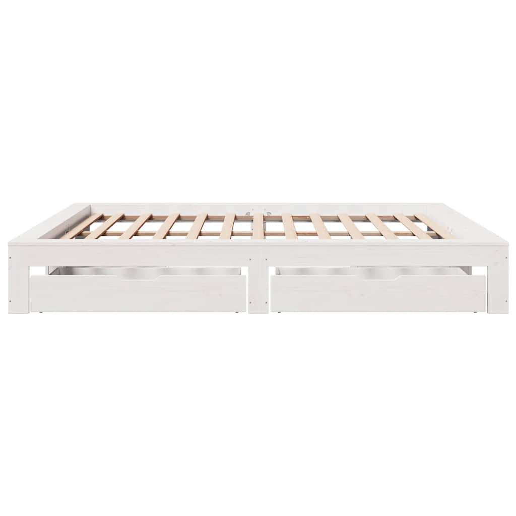 vidaXL Bed Frame without Mattress White 180x200 cm Super King Solid Wood Pine
