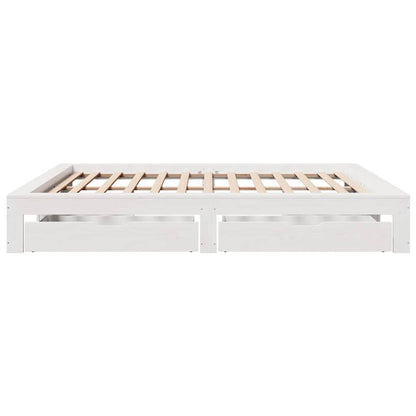 vidaXL Bed Frame without Mattress White 180x200 cm Super King Solid Wood Pine