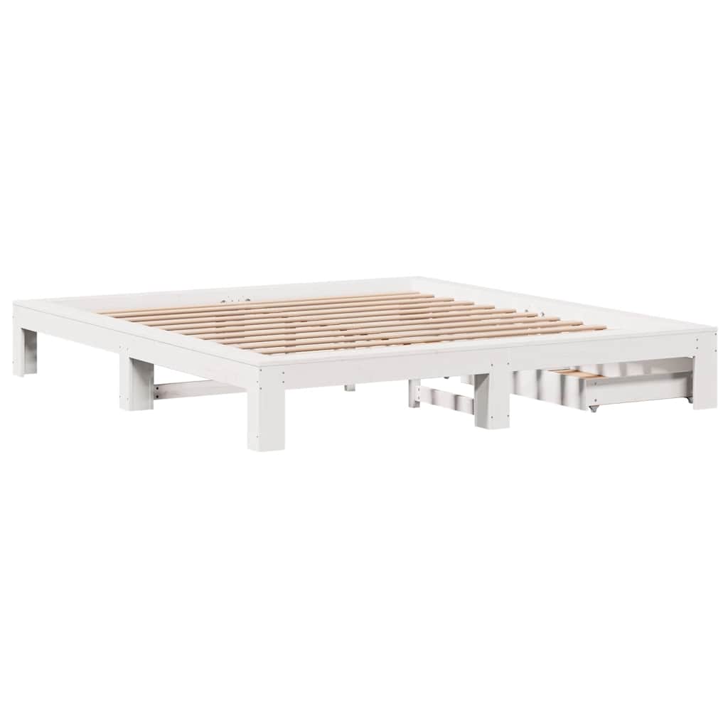 vidaXL Bed Frame without Mattress White 180x200 cm Super King Solid Wood Pine