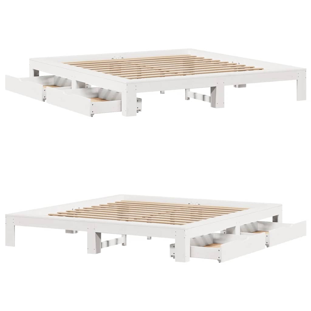 vidaXL Bed Frame without Mattress White 180x200 cm Super King Solid Wood Pine