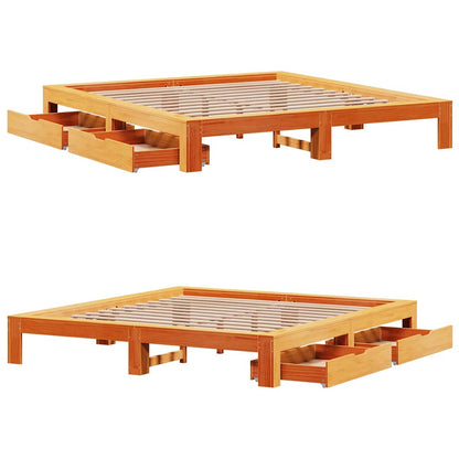 vidaXL Bed Frame without Mattress Wax Brown 180x200 cm Super King Solid Wood Pine