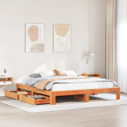 vidaXL Bed Frame without Mattress Wax Brown 180x200 cm Super King Solid Wood Pine