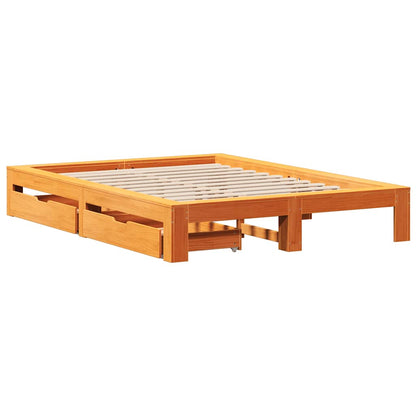 vidaXL Bed Frame without Mattress Wax Brown 160x200 cm Solid Wood Pine