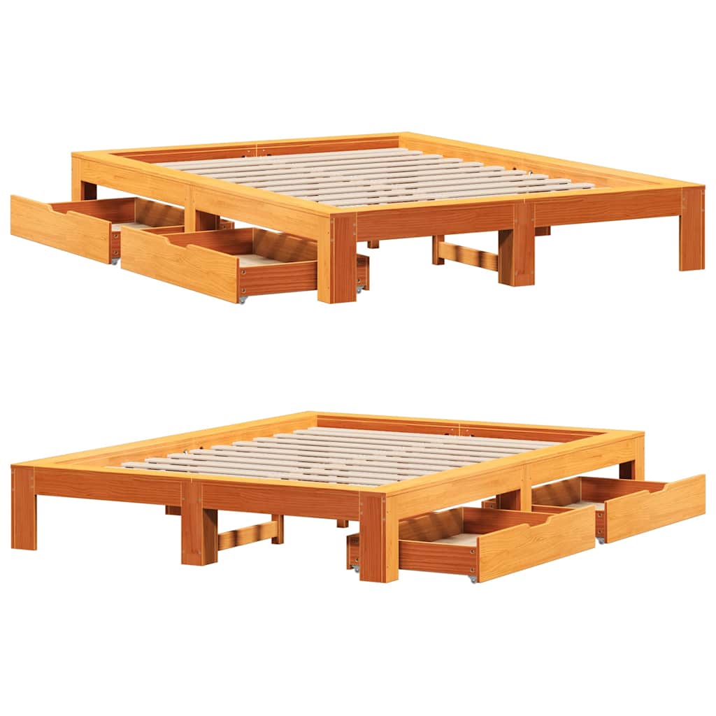 vidaXL Bed Frame without Mattress Wax Brown 160x200 cm Solid Wood Pine