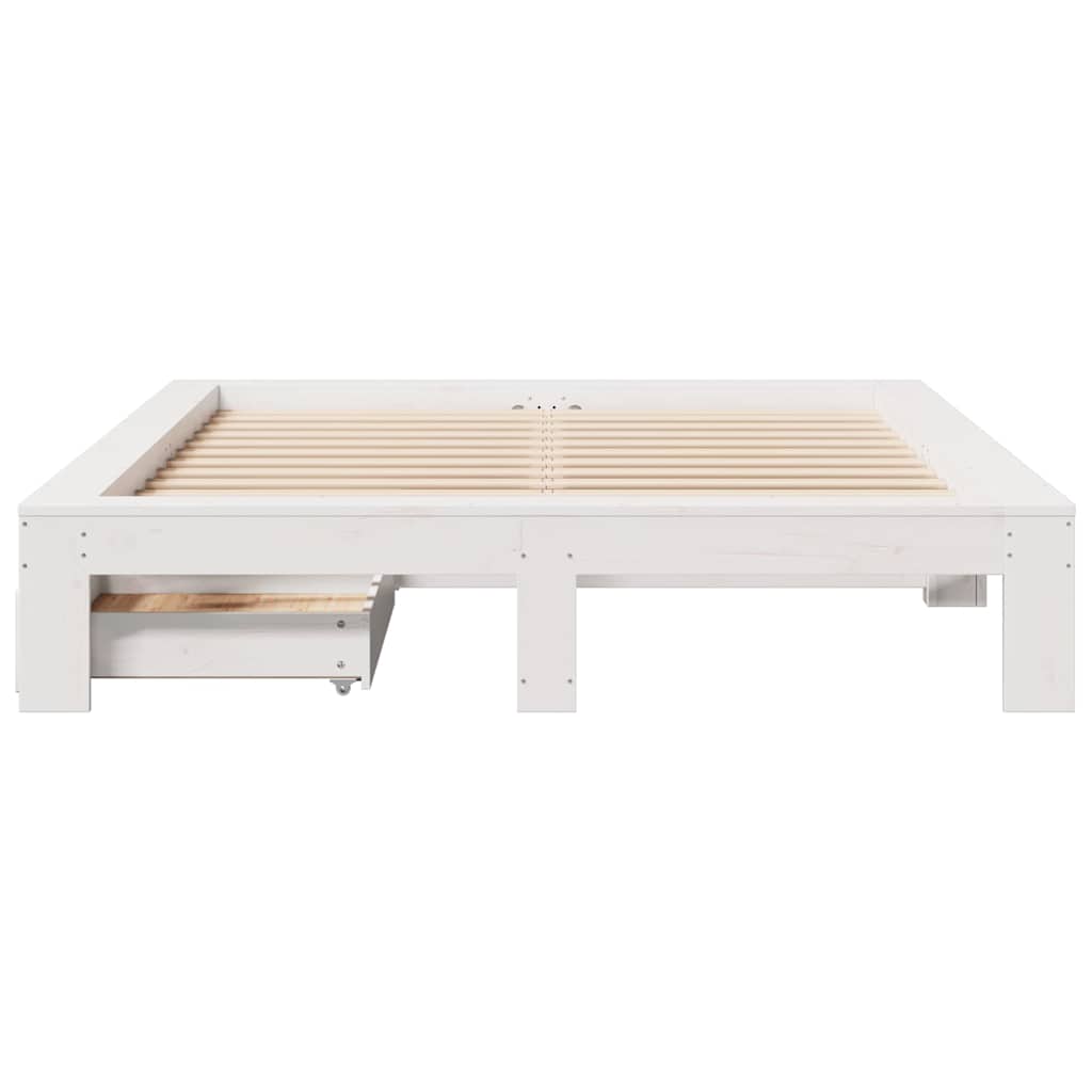 vidaXL Bed Frame without Mattress White 150x200 cm King Size Solid Wood Pine