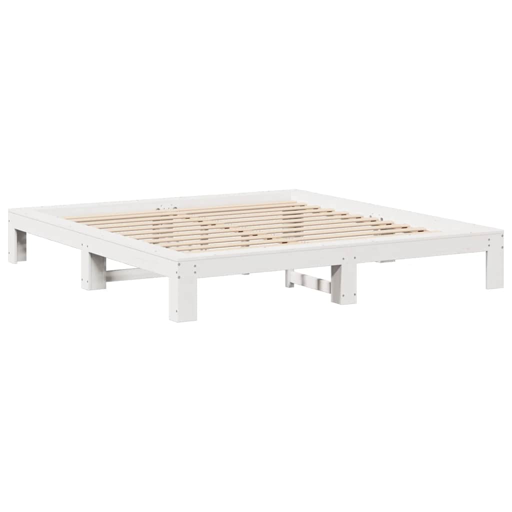 vidaXL Bed Frame without Mattress White 150x200 cm King Size Solid Wood Pine