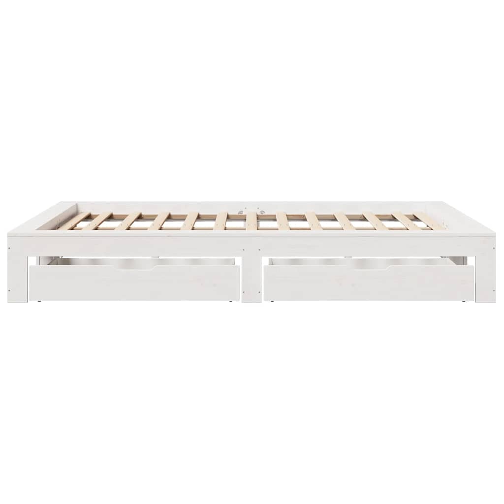 vidaXL Bed Frame without Mattress White 150x200 cm King Size Solid Wood Pine