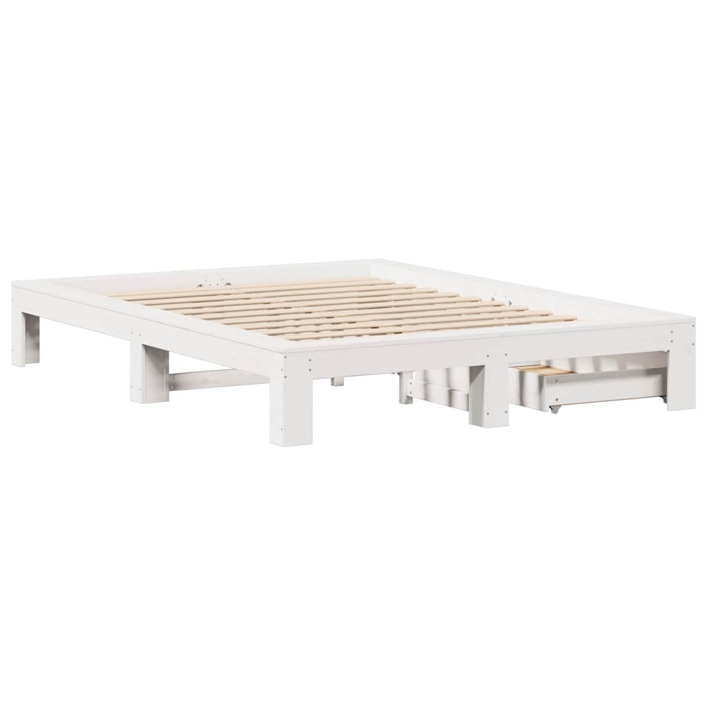 vidaXL Bed Frame without Mattress White 150x200 cm King Size Solid Wood Pine