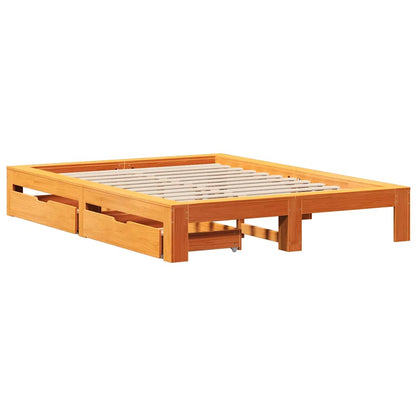vidaXL Bed Frame without Mattress Wax Brown 150x200 cm King Size Solid Wood Pine