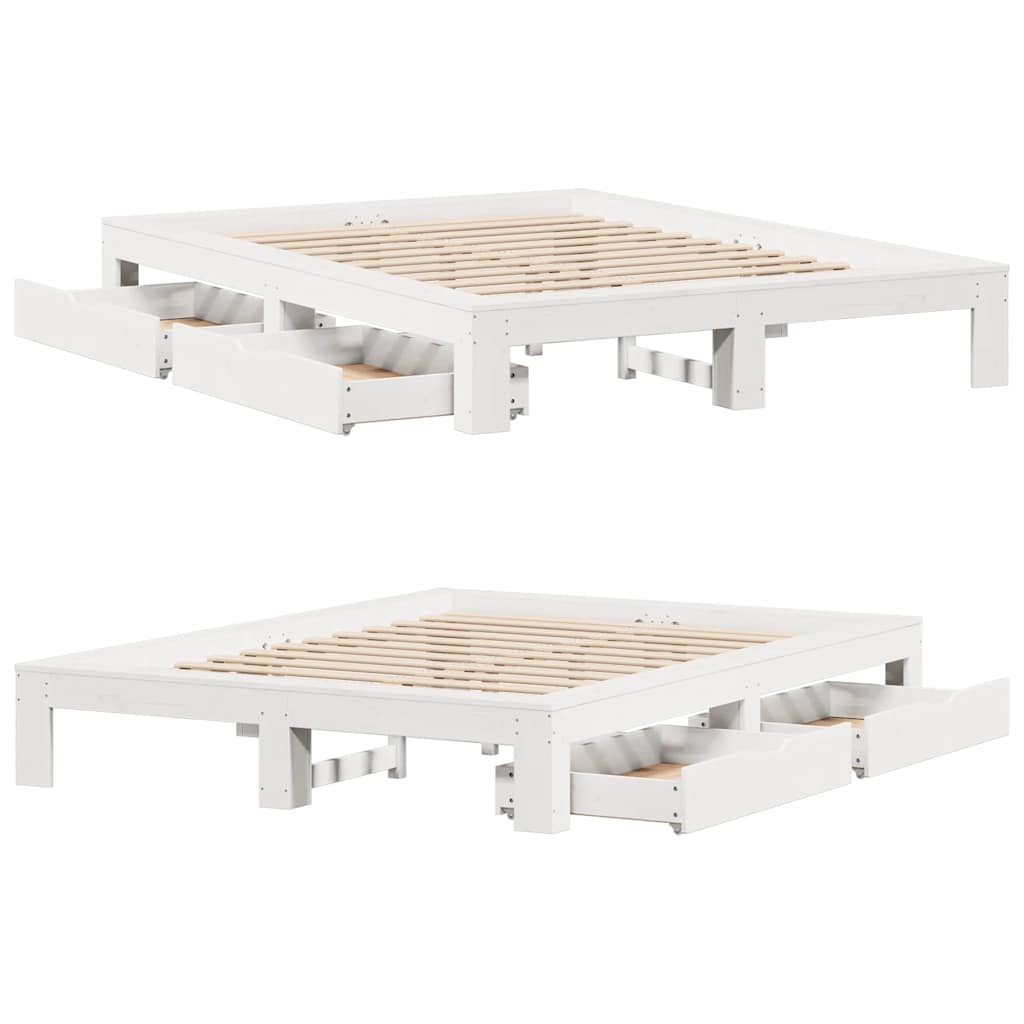 vidaXL Bed Frame without Mattress White 140x200 cm Solid Wood Pine