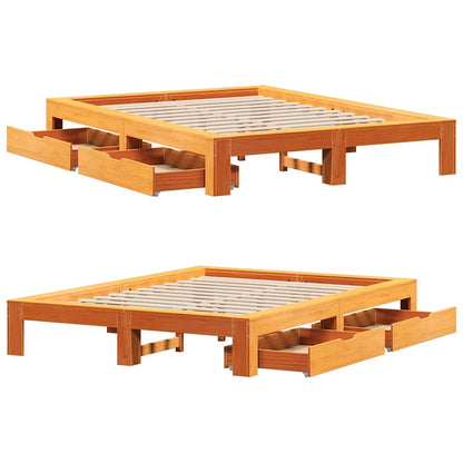vidaXL Bed Frame without Mattress Wax Brown 140x200 cm Solid Wood Pine