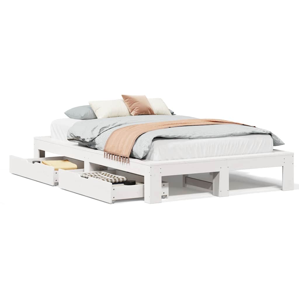 vidaXL Bed Frame without Mattress White 120x200 cm Solid Wood Pine