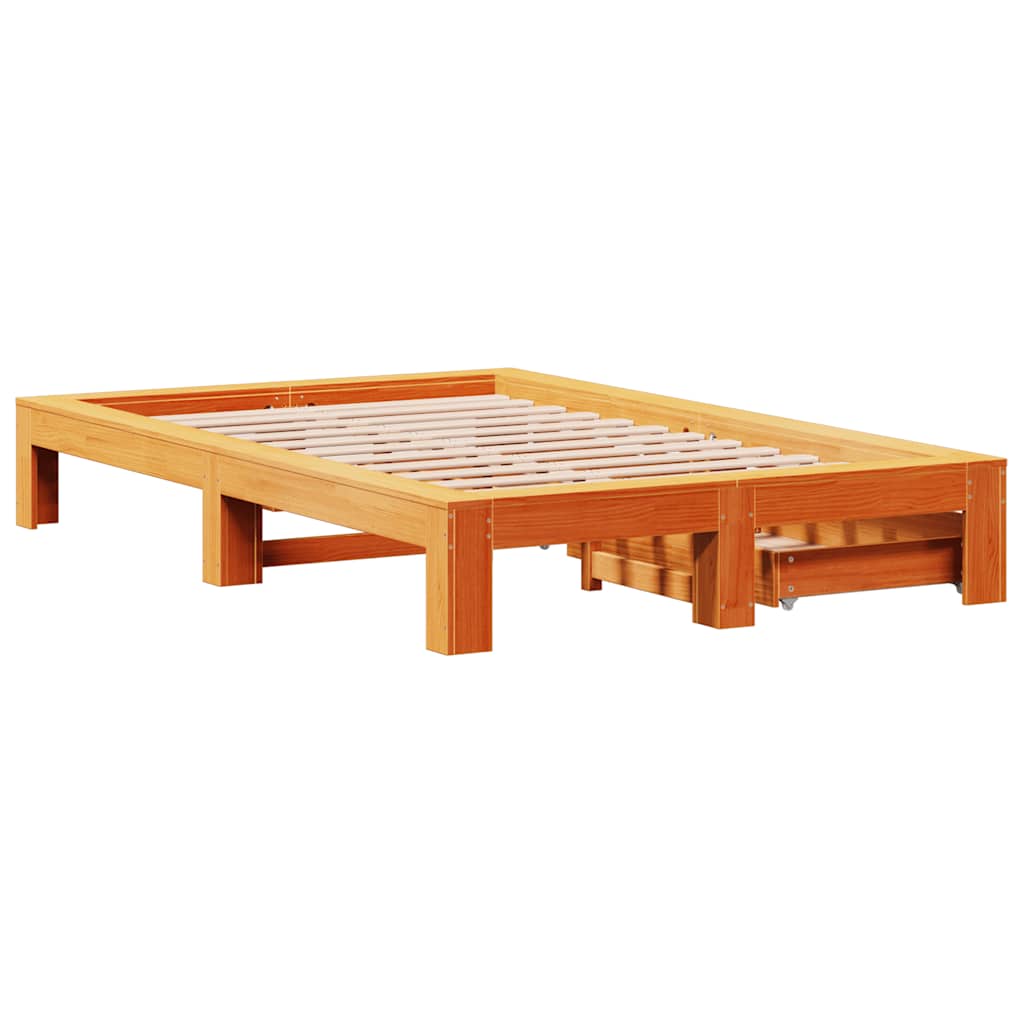 vidaXL Bed Frame without Mattress Wax Brown 120x200 cm Solid Wood Pine