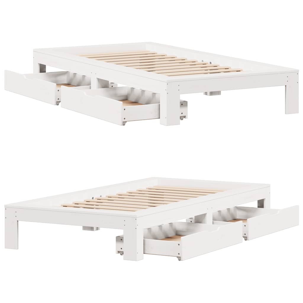 vidaXL Bed Frame without Mattress White 100x200 cm Solid Wood Pine