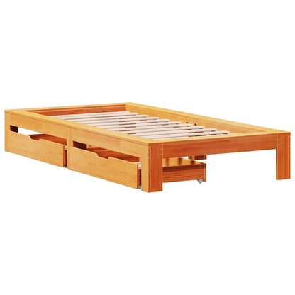 vidaXL Bed Frame without Mattress Wax Brown 100x200 cm Solid Wood Pine