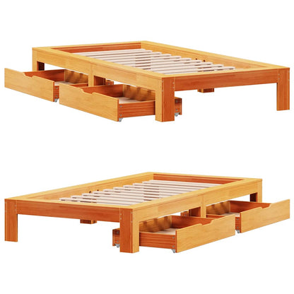vidaXL Bed Frame without Mattress Wax Brown 100x200 cm Solid Wood Pine