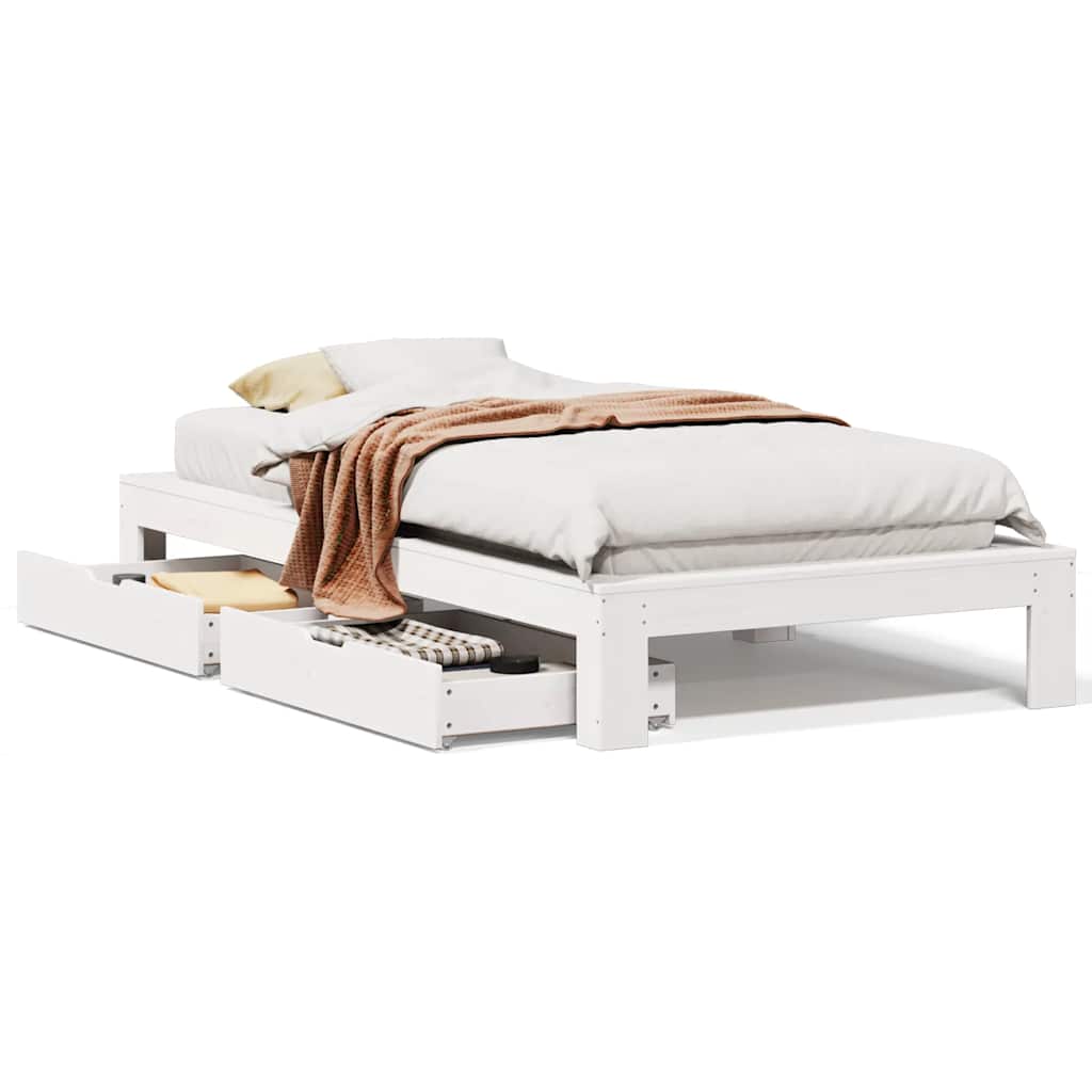 vidaXL Bed Frame without Mattress White 90x200 cm Solid Wood Pine
