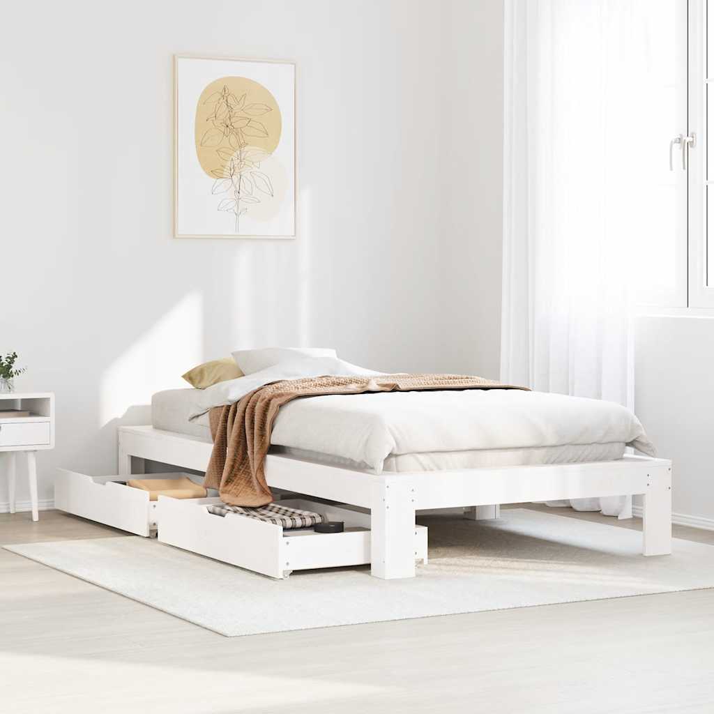 vidaXL Bed Frame without Mattress White 90x200 cm Solid Wood Pine