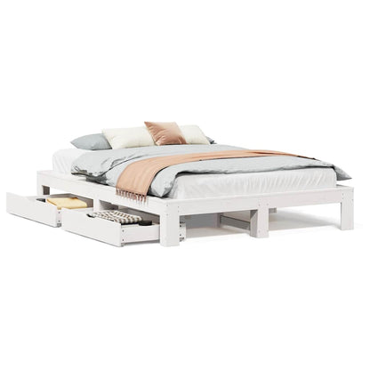 vidaXL Bed Frame without Mattress White 140x190 cm Solid Wood Pine