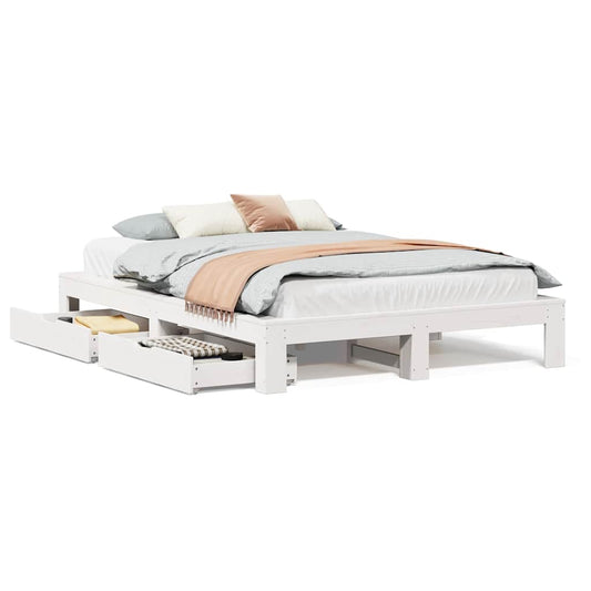 vidaXL Bed Frame without Mattress White 140x190 cm Solid Wood Pine