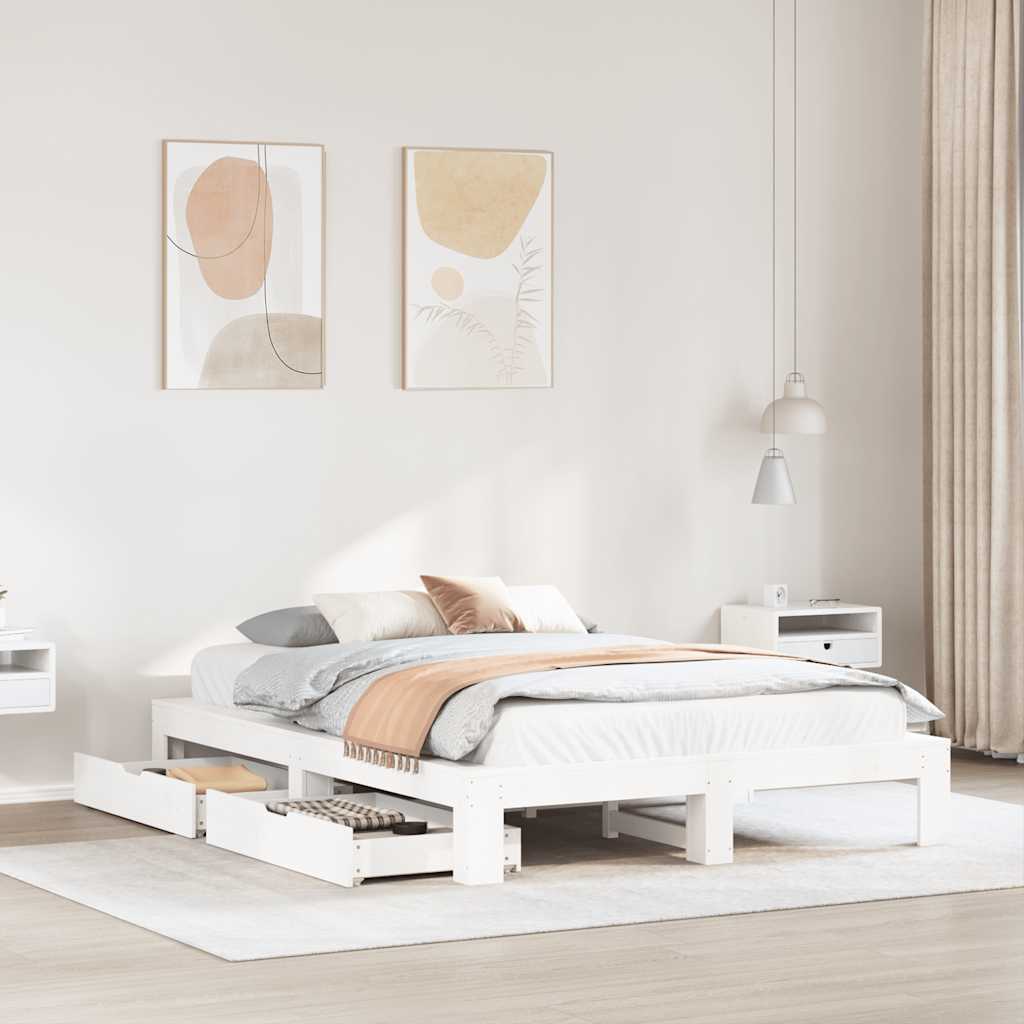 vidaXL Bed Frame without Mattress White 140x190 cm Solid Wood Pine