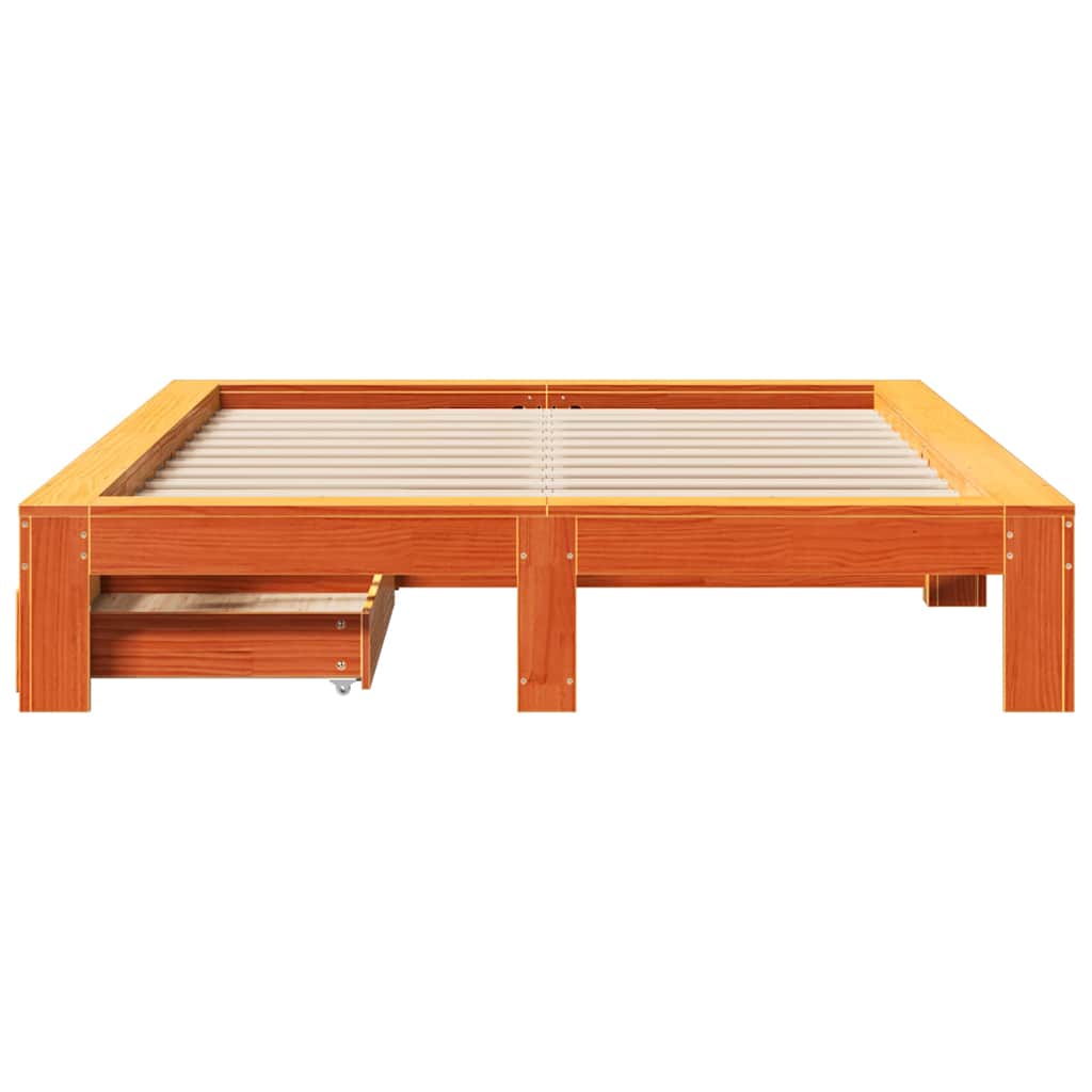vidaXL Bed Frame without Mattress Wax Brown 140x190 cm Solid Wood Pine